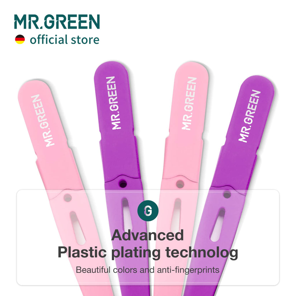 MR.GREEN Eyebrows Tweezers Colorful Beauty Fine Hairs Puller Makeup Tools Stainless Steel Slanted Eye Brow Clips Removal (Pink)