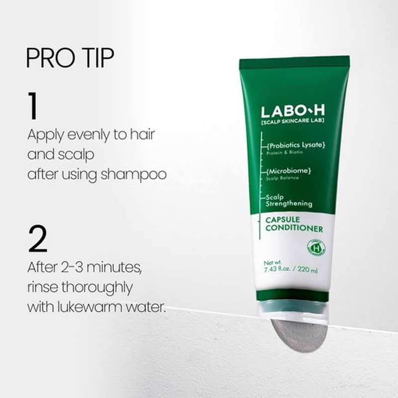 LABO-H Scalp Strengthening Capsule Conditioner for Hair Growth & Anti-Loss | Vegan Treatment with Vitamin C, Biotin, Caffeine and Rosemary Oil, Instant Softening & Nourishing, Korean, 7.43 Fl. oz.