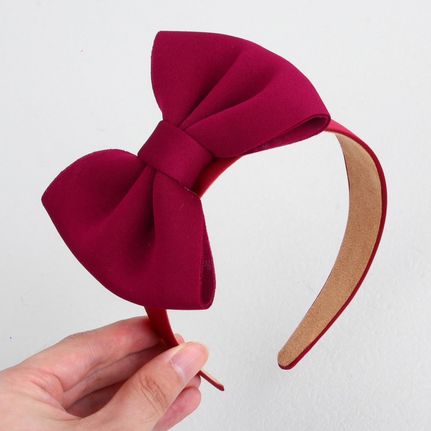 WJYX BOWS 10pcs Satin Fabric 5 inch Bow Headband Wide Hairband Simple and Plain Hair Hoop Hair Accessories for Women Girls