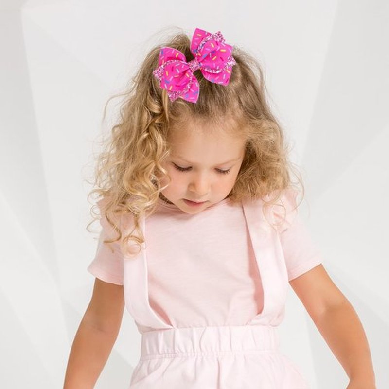 4 Inch Glitter Sprinkle Confetti Birthday Hair Bow Clips for Girls - IKOLA Handmade Grosgrain Ribbon Bows | Non-Slip Alligator Barrettes Hair Accessories for Birthday, Ice Cream & Candy Party