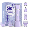 5-in-1 Bikini Trimmer for Women, Electric Razors Shaver IPX7 Waterproof, Cordless Body Hair Trimmer, Ceramic Blade, Facial & Pubic Hair Removal, Travel Portable (Purple)
