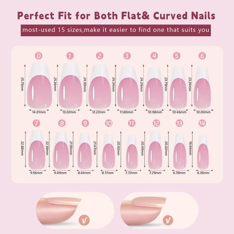 150 Pcs White French Tip Press on Nails Medium Square Fake Nails Full Cover False Nails White Tip Glue on Nails Press Ons Reusable Coffin Acrylic Artificial Stick on Nail for Women Manicure