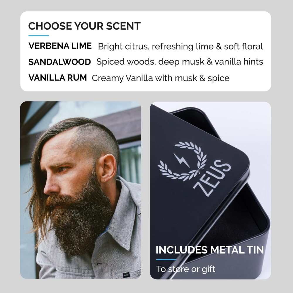 ZEUS Everyday Refined Beard Conditioning Kit for Men (Sandalwood)