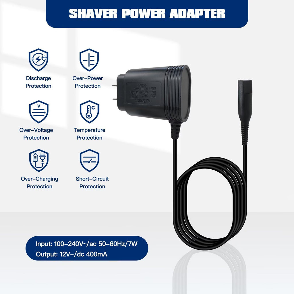 Replacement Wall Charger for Braun Shavers Series 1 3 5 7 9 - Part-No.: 81719643 - Type 5769, 5764, 5795, 5790, 5791, 5793-12V 400mA Wall Power Adapter