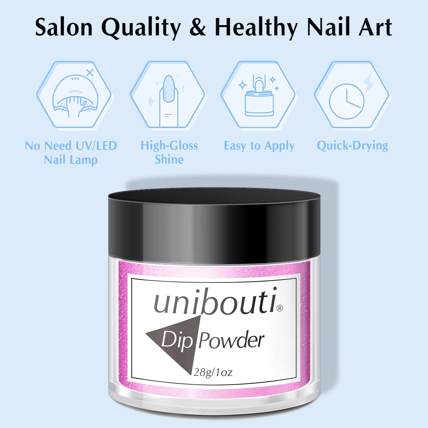 Upgrade Hot Pink Pearl Dip Powder Nail Color Refills, 1oz/28g, Unibouti Pro Dipping Powder System for Nail Art DIY at Home/Salon