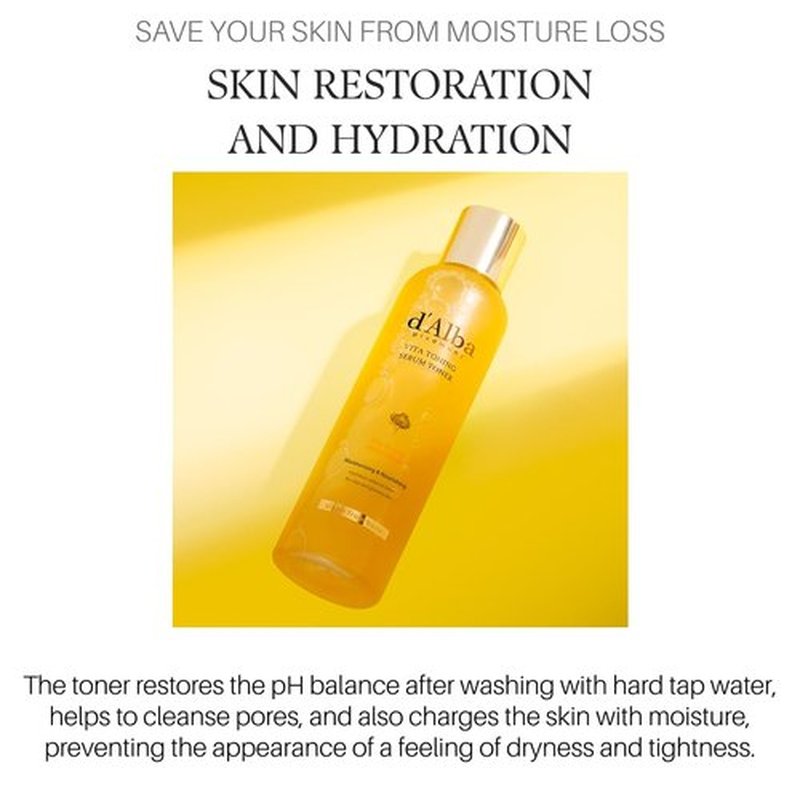 d'alba Piedmont White Truffle Vita Toning Serum Toner, Glass Skin with Double Vitamin Skincare, Face Moisturizer, (6.09 fl. oz)