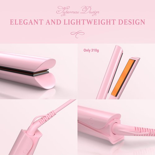 Giacomucci Titanelli 2 in 1 Titanium Hair Straightener and Curler | 100% Pure Ti-Thermal Technology Flat Iron | 1-Inch Professional Styling | Available in Black, Gold, and Pink (Pink)