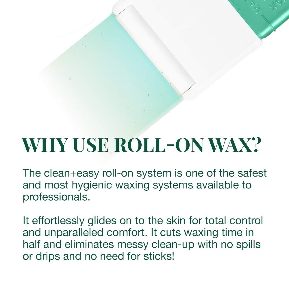 Clean + Easy Hemp Roll On Wax – Large Soft Wax Refill Cartridge for Hair Removal on for Legs, Arms & Body, 12 Pack