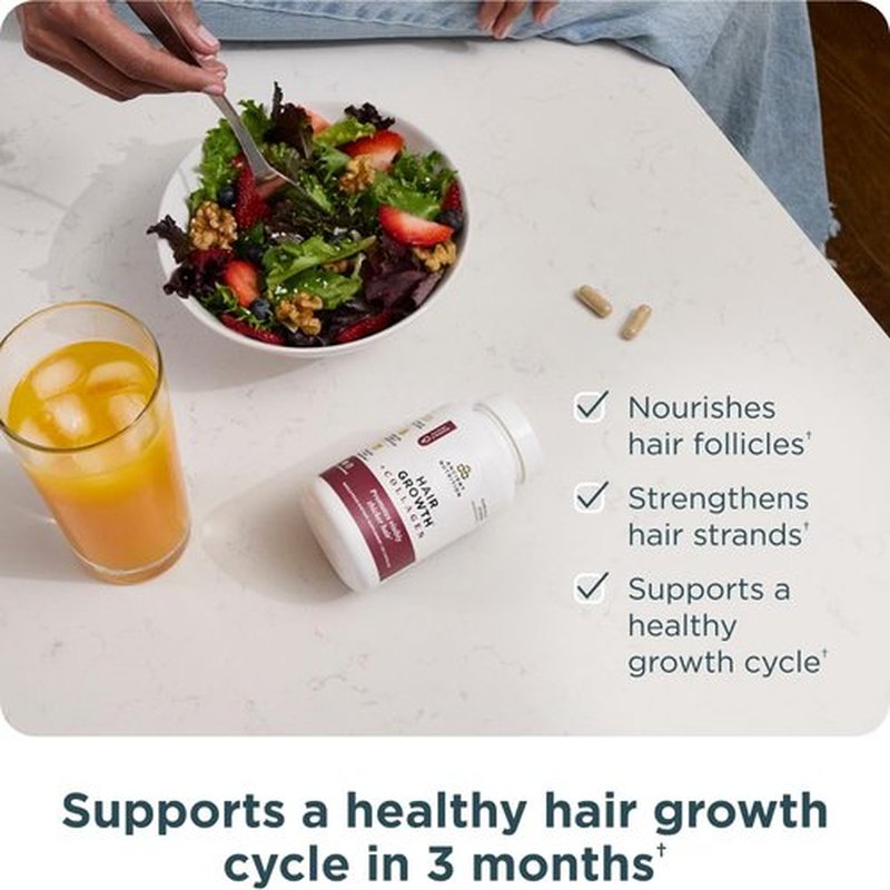 Ancient Nutrition Hair Growth + Collagen Supplement, Hydrolyzed Collagen Peptides, Clinically Studied Superfoods for Hair Growth Support, Thicker, Fuller Hair and Radiant Skin, 60 Count