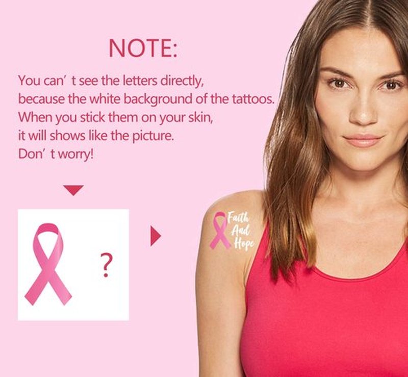 192PCS Breast Cancer Awareness Pink Ribbon Tattoos - Walk/Football Team/Run/Fundraising Giveaways Favors