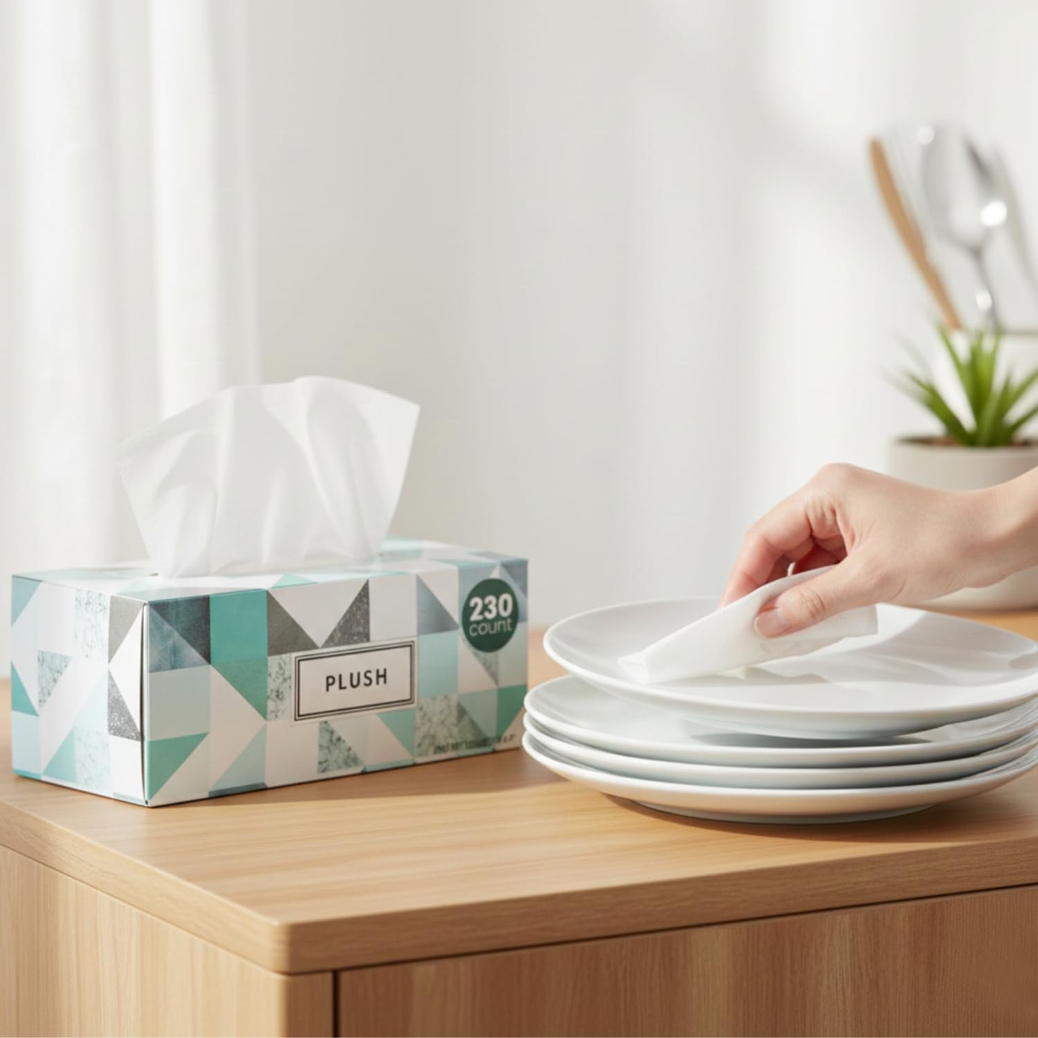 Ultra-Soft 2-Ply Tissues - 7" x 6.9" (5 Packs of 230 Sheets) - Durable & Absorbent - Perfect for Home, Office & Travel