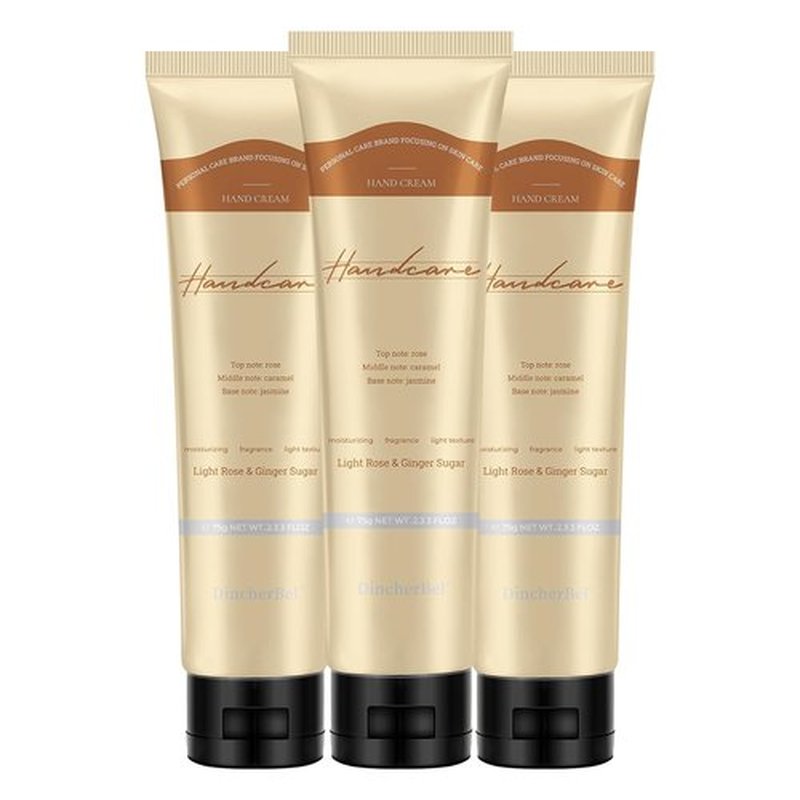 DincherBel Hand Cream - Refreshing Formula with Niacinamide & Vitamin C | Light Rose & Ginger Sugar Scent, 2.33 oz (3 Pack)