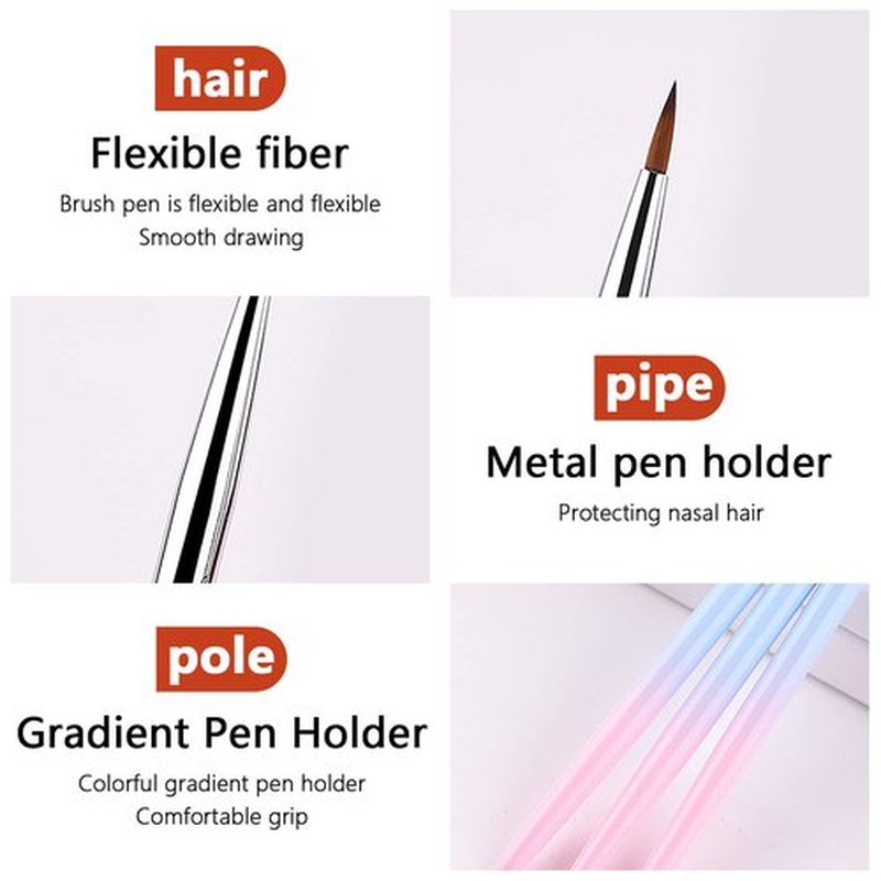 SILPECWEE 3Pcs Ombre Nail Brush Acrylic Nail Art Brushes Nail Gradient Brushes Nail Painting Pen Ombre Brush for Gel Nails Manicure Design Brush Nail Art Tools
