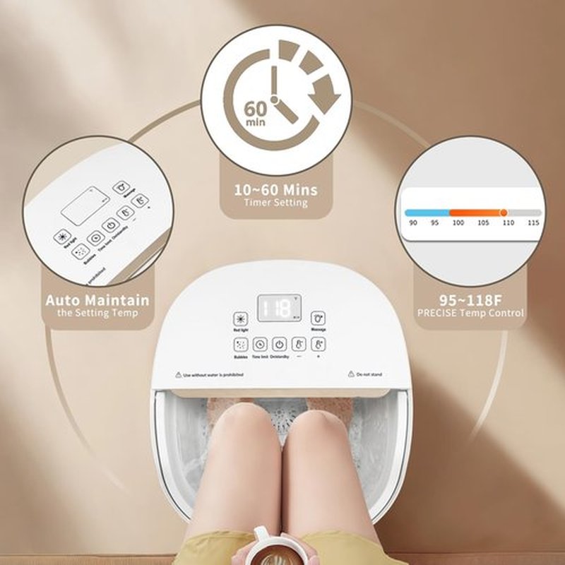 teepten Collapasible Foot Spa Bath Massager with Heat, Pedicure Foot Spa with Bubbles/Timer/Temperature Control, Feet Soak Tub for Home, Office, Relaxation and Stress Relief, Gift for Men and Women