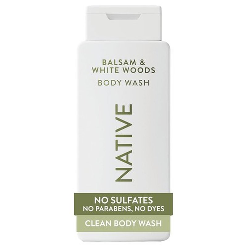 Native Body Wash - Naturally Derived Ingredients for Soft, Hydrated Skin | Sulfate, Paraben & Dye Free | Balsam & White Woods, 18 oz