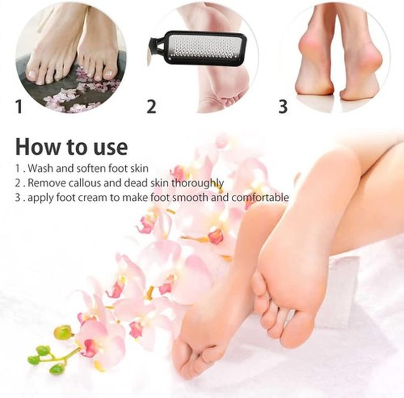 Skiennix Foot File - Stainless Steel Callus Remover for Professional Pedicure | Wet & Dry Use