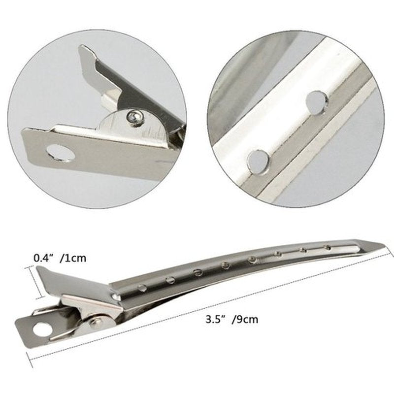 Bantoye Duck Bill Clips - 3.5 Inches Rustproof Metal Alligator Hair Styling Clips | Silver, 24 Packs