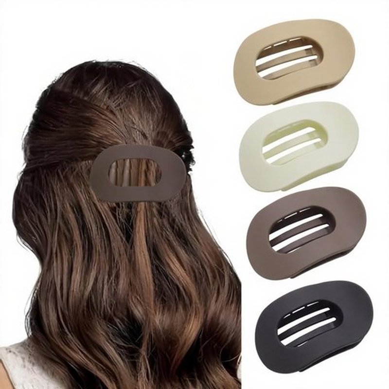 B.PHNE Flat Hair Claw Clips for Women,Matte Medium Hair Clips for Thick & Thin Hair- Comfortable Everyday Use for Office, Yoga, Party & Casual Styling (4PCS A)