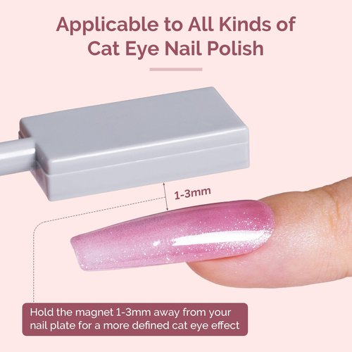 MelodySusie Nail Magnet Set 11PCS, Cat Eye Gel Nail Polish Magnets, Square Round Double Ended Magnet Stick, Cat Eye Magnet for Nails, Strong Magnetic Nail Polish Magnets Nail Design Tools
