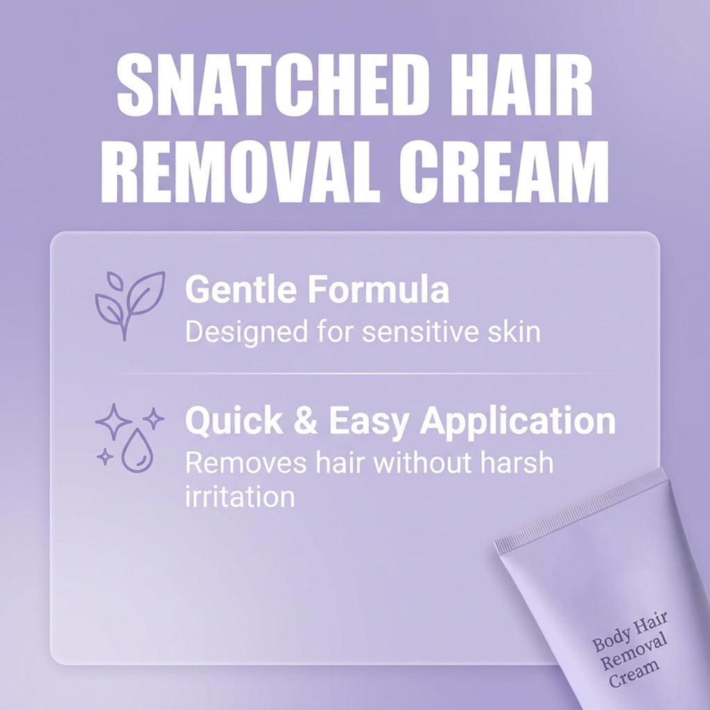 Snatched Hair Removal Cream,Body Cream Gentle Hair Remover for Woman Aged 65+,Gentle Hair Removal for Body Parts, 3.38 fl oz