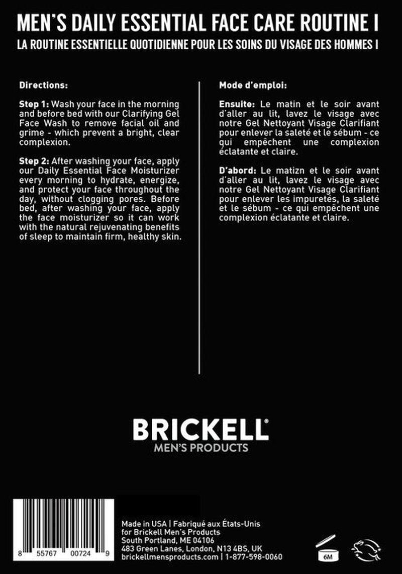 Brickell Men's Skincare Gift Set - Daily Essential Face Care Routine | Gel Cleanser & Moisturizer, Natural & Organic