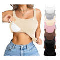 Paghcb Summer Tank Tops for Women with Built in Bra Sexy Lace Trim Padded Camisole Slim Fit Self Bra Cami Shirt Layering Tees