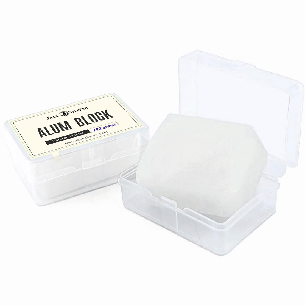 Jack Shaver® Natural Alum Block in Plastic Case (107 g./3.7 oz.) Aftershave Blood Stopper Antiseptic Astringent Soothing Solution for Shaving Razor Burn Relief