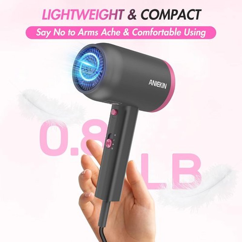 ANIEKIN Hair Dryer - 1875 Watts Fast Drying Blow Dryer with Diffuser & Concentrator | Lightweight Design for All