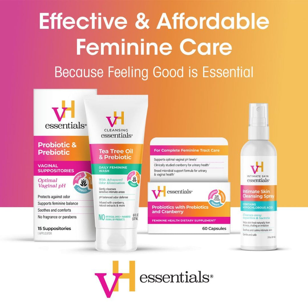vH essentials Intimate Cleansing Spray with Hypochlorous Acid 3 fl oz – Gentle, pH-Balanced Feminine Cleanser for Odor Control, Freshness & Comfort – Alcohol-Free, Sting-Free
