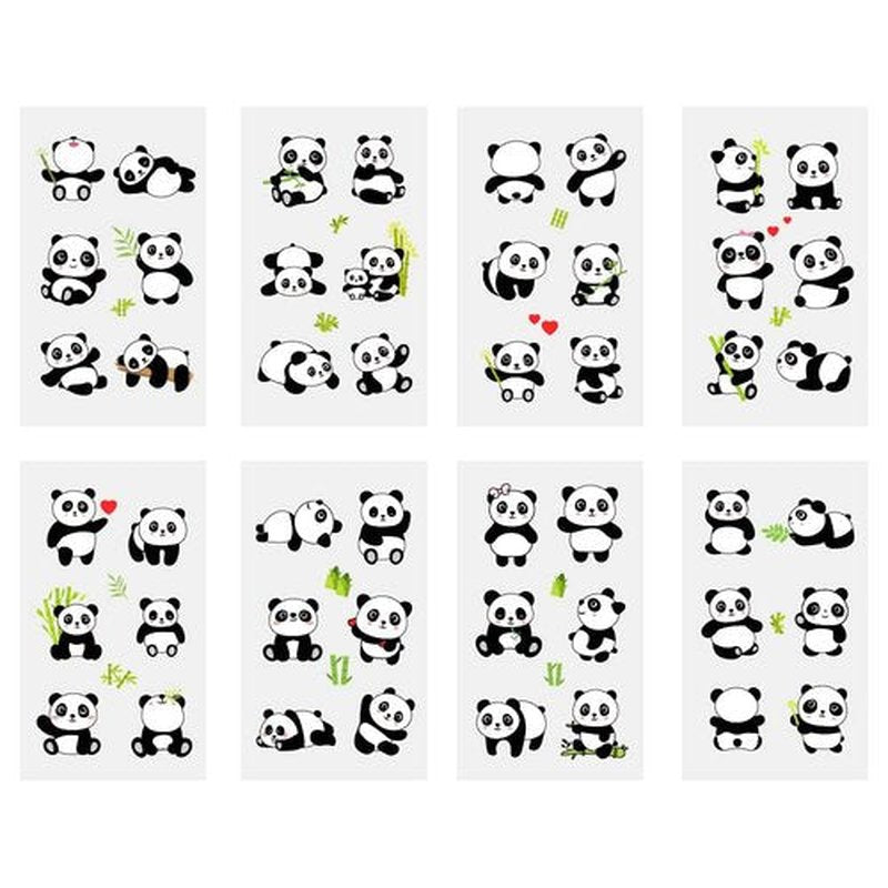 120 PCS (24 Sheets) Panda Temporary Tattoos, Birthday Decorations Panda Party Favors