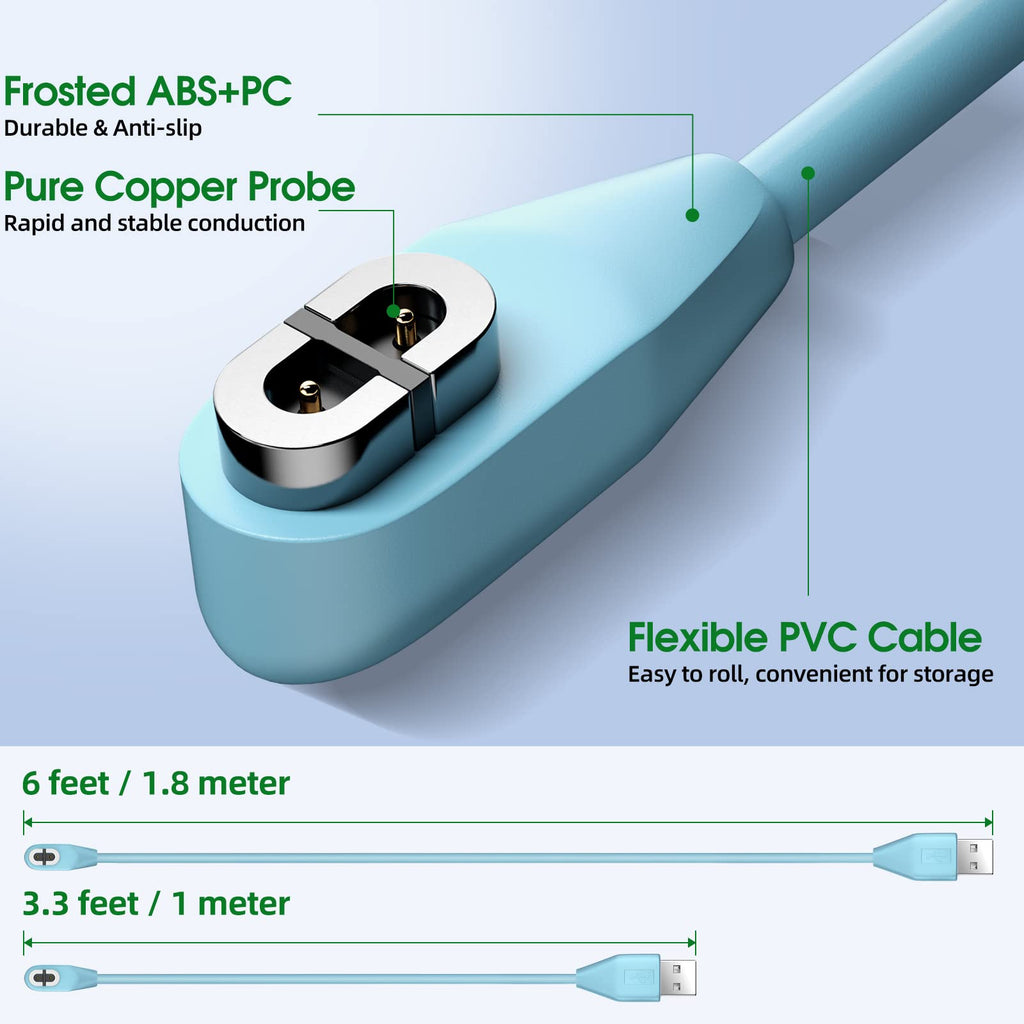 3.3Ft/6Ft Magnetic Charging Cable for Aftershokz Headphones [2-Pack Blue] Aeropex AS800 & Shokz OpenRun & Pro & Mini & OpenComm Replacement Charge Cable Bone Conduction Magnet USB Charger Cord