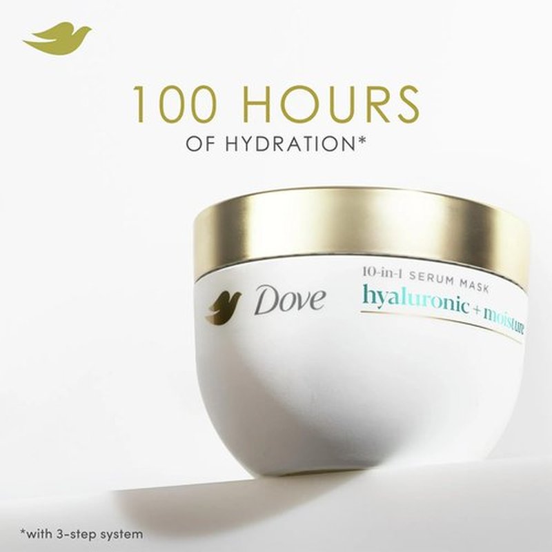 Dove Daily Moisture Shampoo & Conditioner Set with Hyaluronic & Moisture 10-in-1 Serum Mask – Deep Hydration for Smoothing & Revitalizing Dry Hair (3-Piece Set)