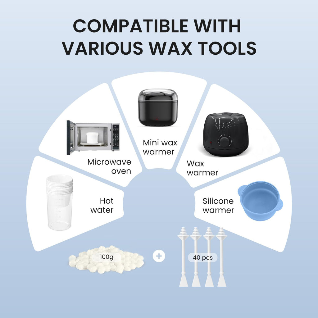 AUZEAL 40 Nose Wax Sticks & 100 g Beads - Nose & Ear Waxing Kit Refill, Compatible with USB Wax Warmer, Hot Water, or Microwave, Easy & Effective, 20 Times Use, Lasts up to 6 Weeks