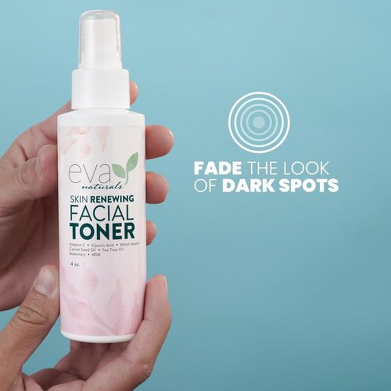 Eva Naturals Witch Hazel Face Toner - Hydrating & Clarifying with Glycolic Acid, Vitamin C & Aloe (4oz)