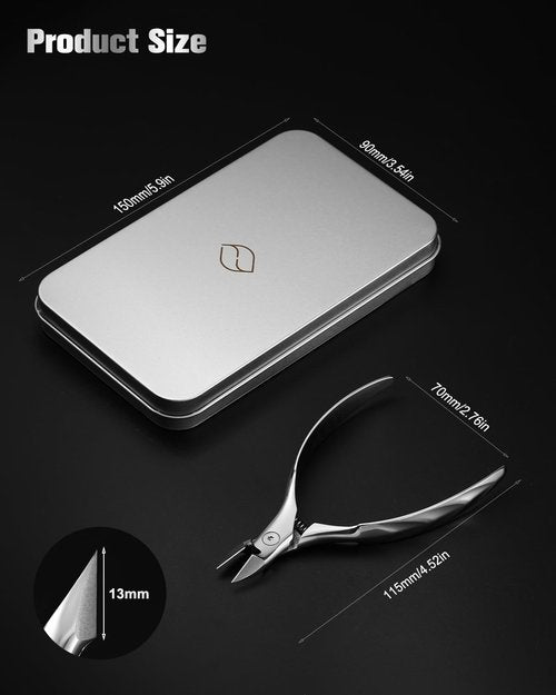 FERYES Full Jaw Cuticle Trimmer - Heavy Duty Nail Cuticle Cutter Clipper with Built-in Spring - Precision Cuticle Remover Tool for Perfect Nails