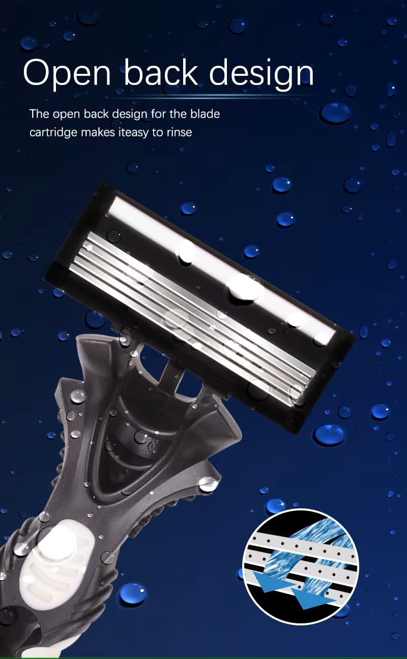 Max A Series Premium 5 Blades Sincere Care Comfort Easy Clean Razor Blades for Men Shaving. 5 Layer Floating Blades with Pivoting Design Head for Directional Shaving. 3 Pack.