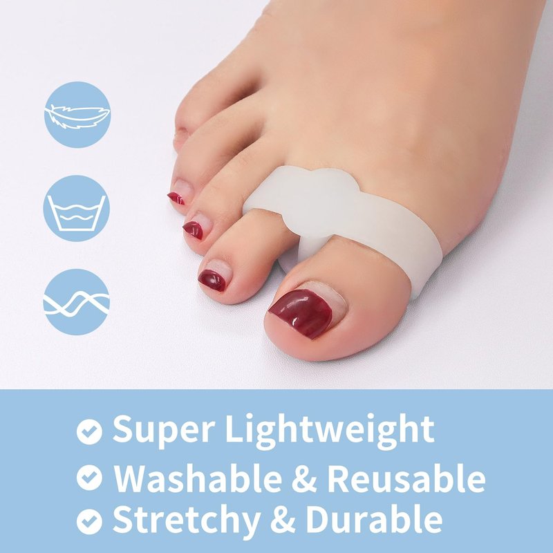 Zinyakon 12-Pack Bunion Corrector - Gel Toe Separators W/ 2 Loops, Big Toe Spacers for Women and Men, Toe Corrector and Straightener for Bunions, Hammer Toe and Overlapping Toe, Relieve Foot Pain