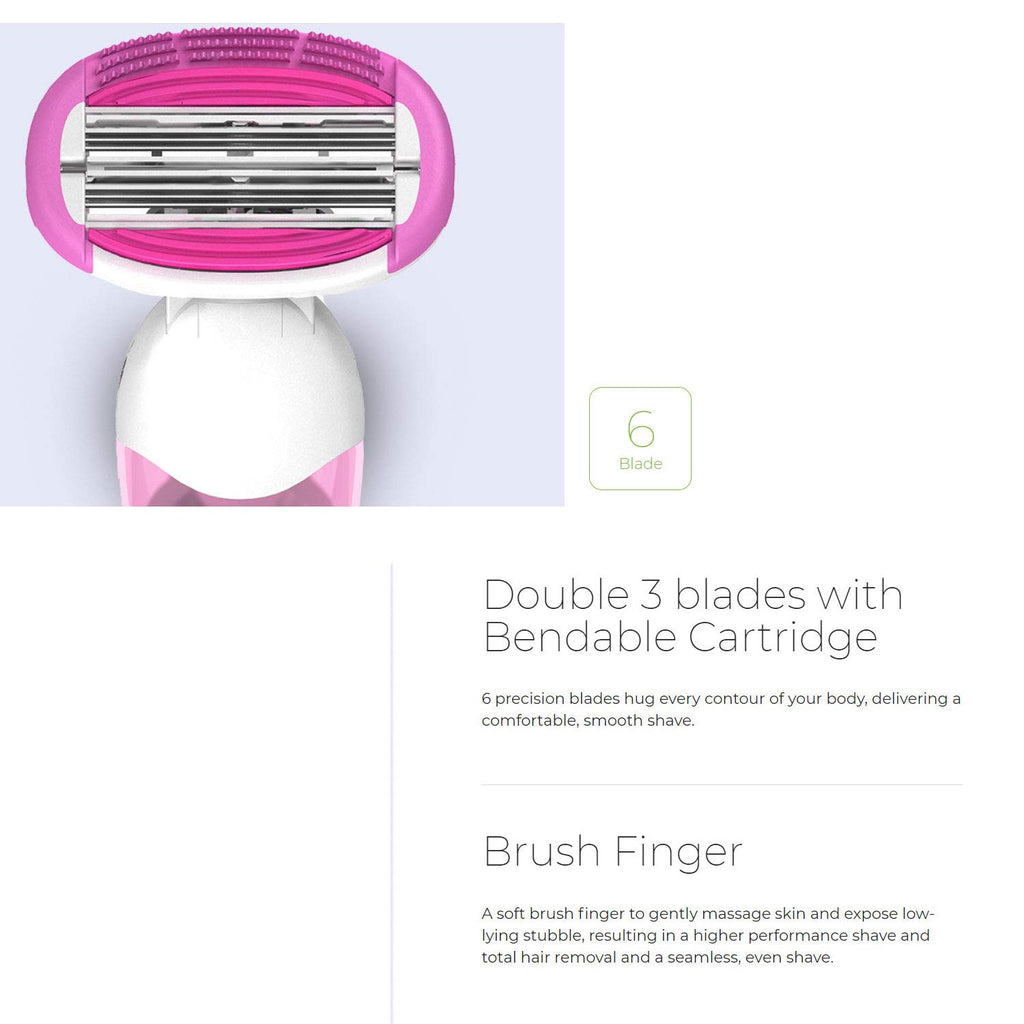 DORCO Shai Sweetie 6-Blade Women Disposable Razor 6-count with Eyebrow Razor