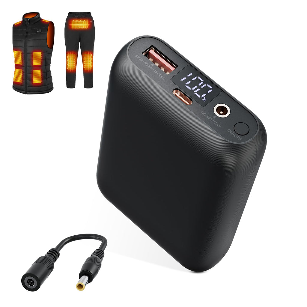 BIAL 7.4V 16000mAh Heated Vest Battery Pack, Rechargeable Power Bank for 7.4V Heated Vest, Heated Jacket, Pants Compatible with ORORO and Venustas