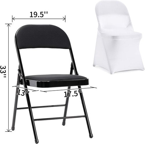 Peomeise Folding Chair Covers - Stretch Spandex for Weddings & Events | White, Set of 12