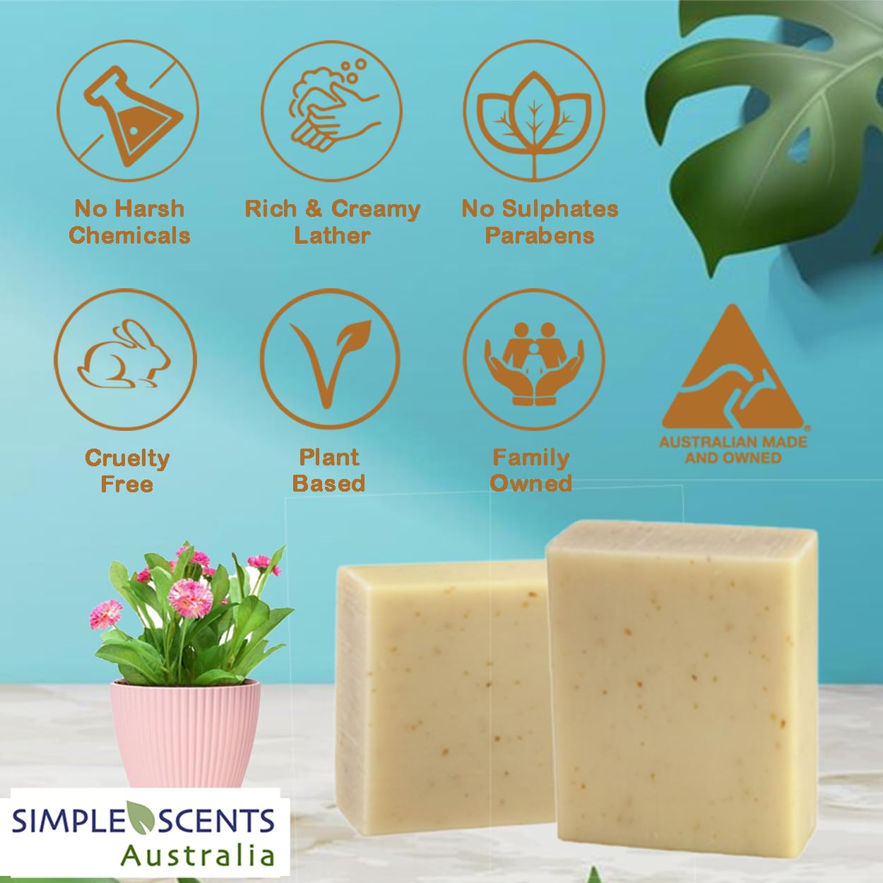 Simple Scents Australia Scented Natural Soap Bars (12 Bars), 3.5oz Moisturizing French Triple Milled Soap Bars Enriched with Shea Butter - Pure Plant Oil Bath & Body Bars