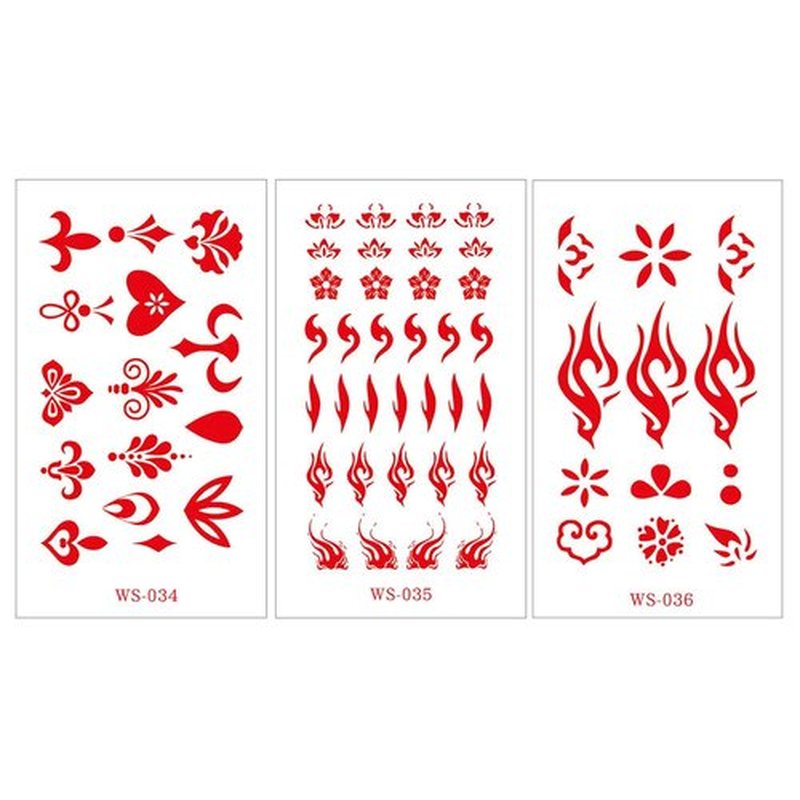 Lurrose Temporary Forehead Tattoo Stickers Chinese Style Decorative Stickers 30 Sheets