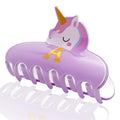 Fohufo Valentines Day Gifts for Girls - Cute Initial Unicorn Hair Clips, Purple Claw Clips Durable Hair Clip, Unicorn Gifts for Girl 6-12 Year Old Girl Brithday Gift, Letter A