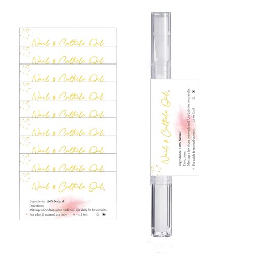 Empty Cuticle Oil Pen Label Sticker for Nail Tech Manicure Nail Artist Must Haves Nail Growth Care Packaging Staff 100pcs (white 1 x 2in)