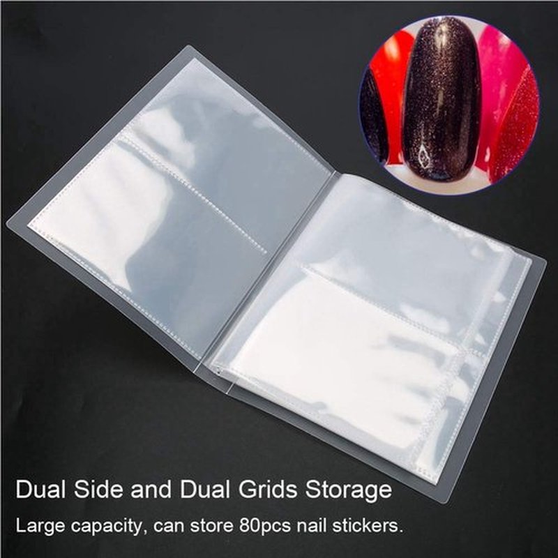 20Pages/80Slots Nail Stamping Plate Holder Case Nail Sticker Decal Collecting Albums Storage Holder Nail Art Display Showing Book Cont Stamp Bag Organizer