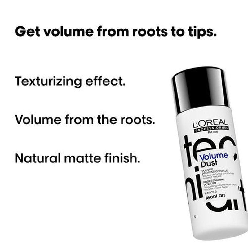 L'Oréal Professionnel Paris Volume Dust - Provides Weightless Volume, Medium Hold Texture Powder, For All Hair Types, Packaging May Vary