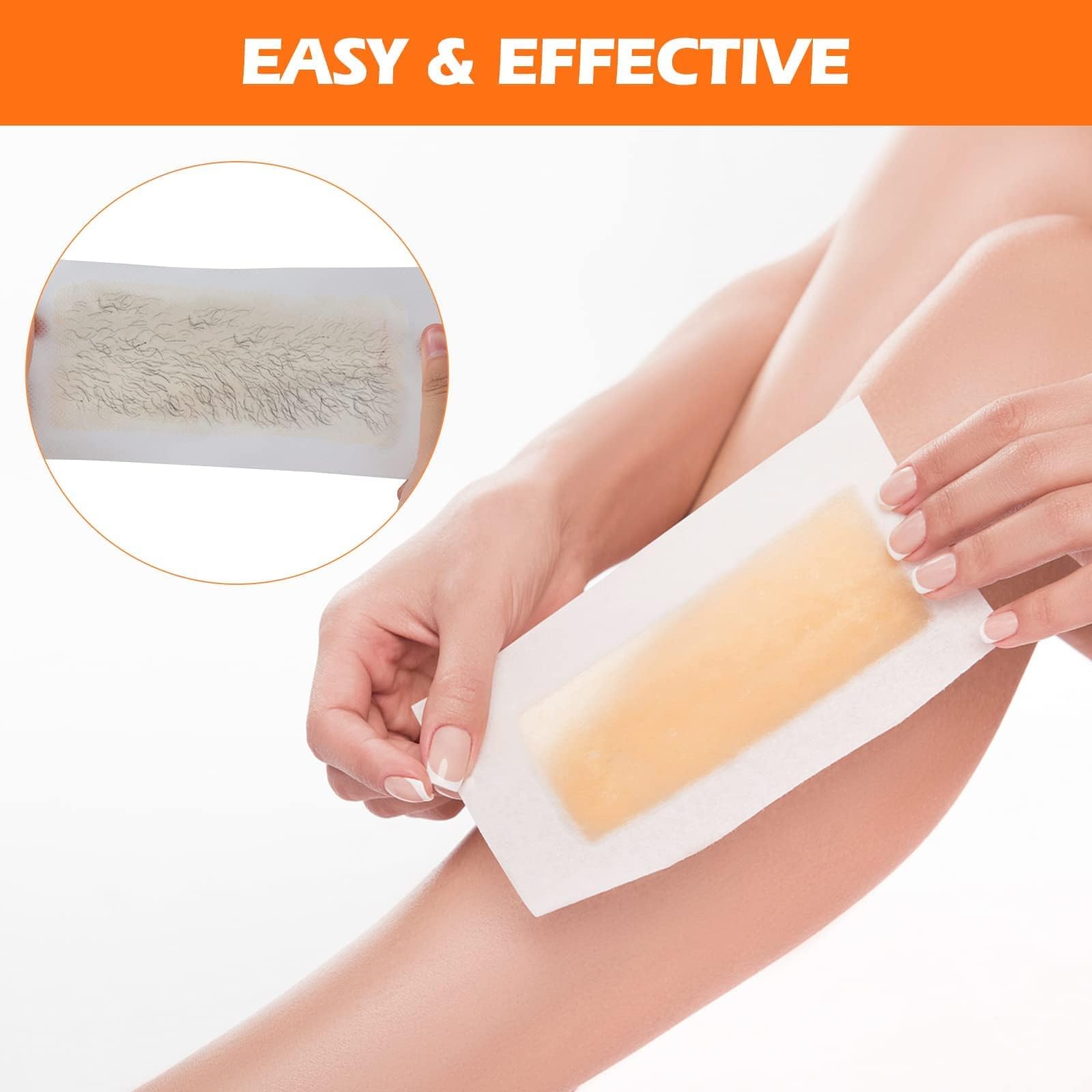 Charmonic Wax Strips 100 Count, Hair Removal Waxing Strips, Hair Remover Waxing Kit for Body & Face, At Home Waxing Kit for Eyebrow Leg Facial Bikini Hair Removal for Women