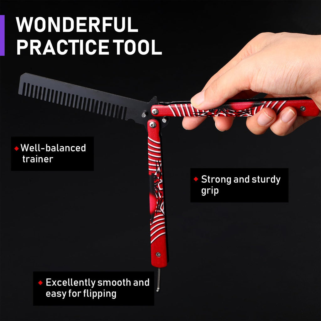 Yiyiring 6 Pieces Butterfly Practice Combs Hair Styling Tools Comb Stainless Steel Folding Practice Training Combs Hair Styling Tools for Sport Outdoor Use (Colorful)