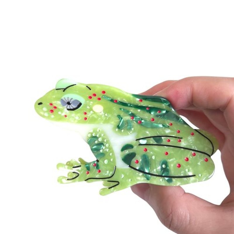 Fantasy Amphibians Animals Hair Clips,Acetate Hair Clips,Big Claw Clips for Women,Novelty Hair Clip (Green Frog)