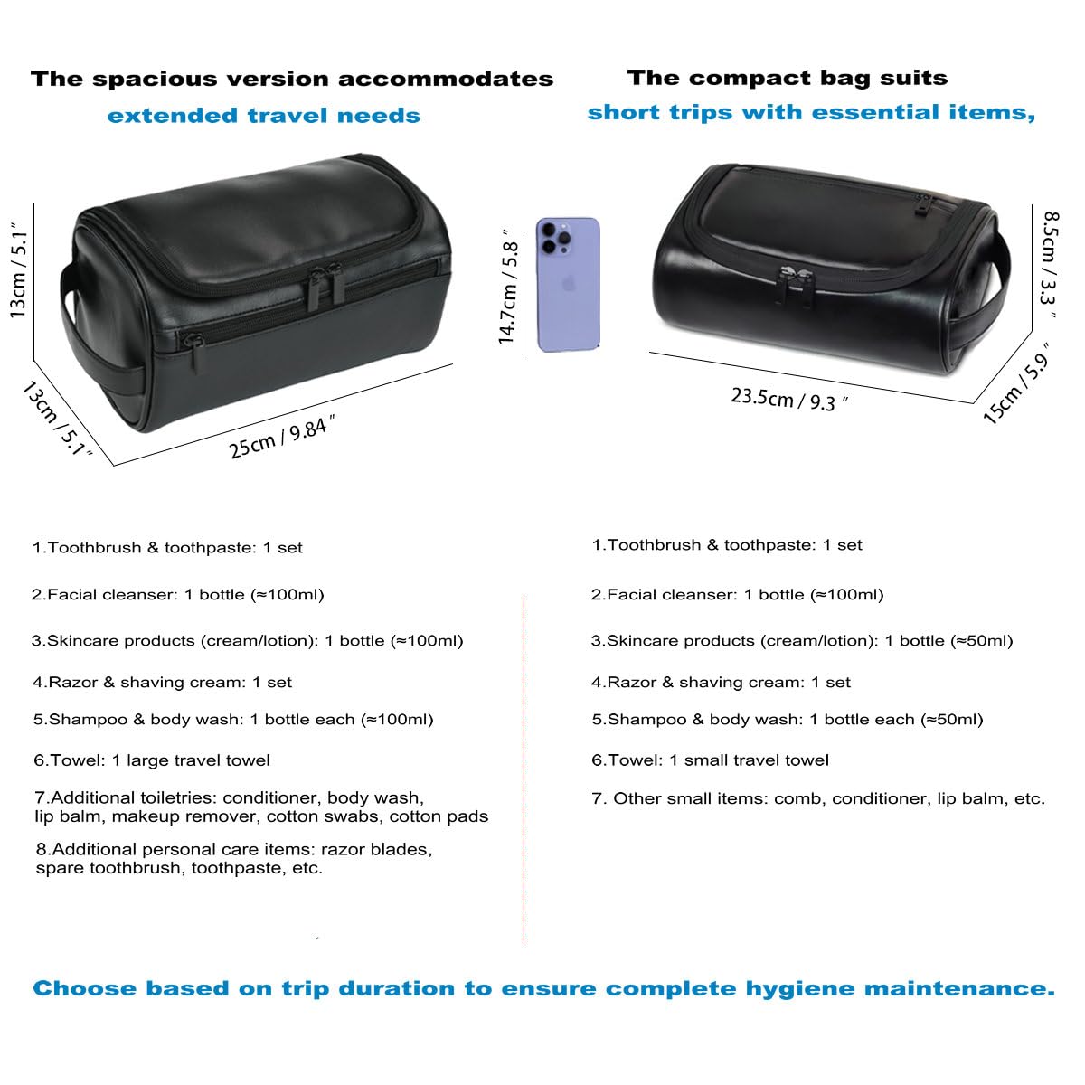 Shcnlery Personalized Small Toiletry Bag for Men,Minimalist Travel Toiletry Organizer Dopp Kit Water-resistant Makeup Bag for Travel Essentials,Travel Gifts For Men Unique
